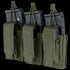 The Condor Triple Kangaroo Mag Pouch Gen II features three olive green pouches for EDC or range use, each holding a rifle magazine with Velcro flaps and aligned in a row.